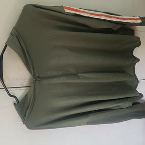 Green hooded half zip